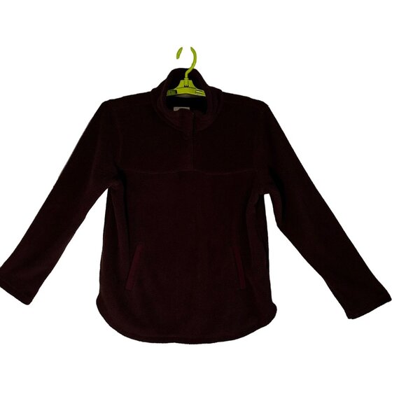 TS X-Large Bordeaux Fleece Pullover Jacket 100% Polyester Shell With Pockets - Picture 1 of 10
